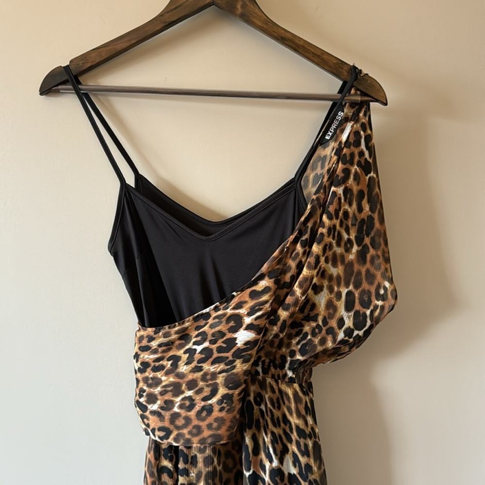 Express Sheer Lined Leopard Print Mini Dress Size… - image 7